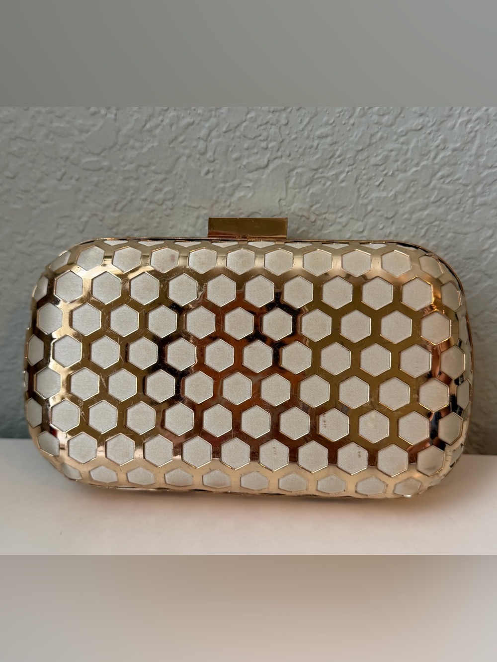 White & Gold Clutch - Inge Christopher Palermo Minaudière